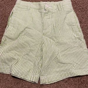 Boys Green & White Striped Seersucker Shorts